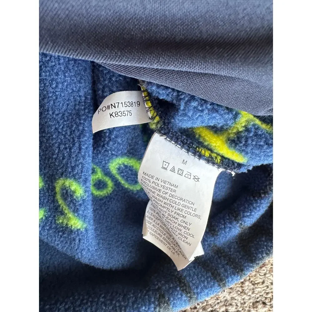 Nautica Mens Fleece Pullover Medium Blue Graphic 1/4 Zip Long Sleeve Sweater